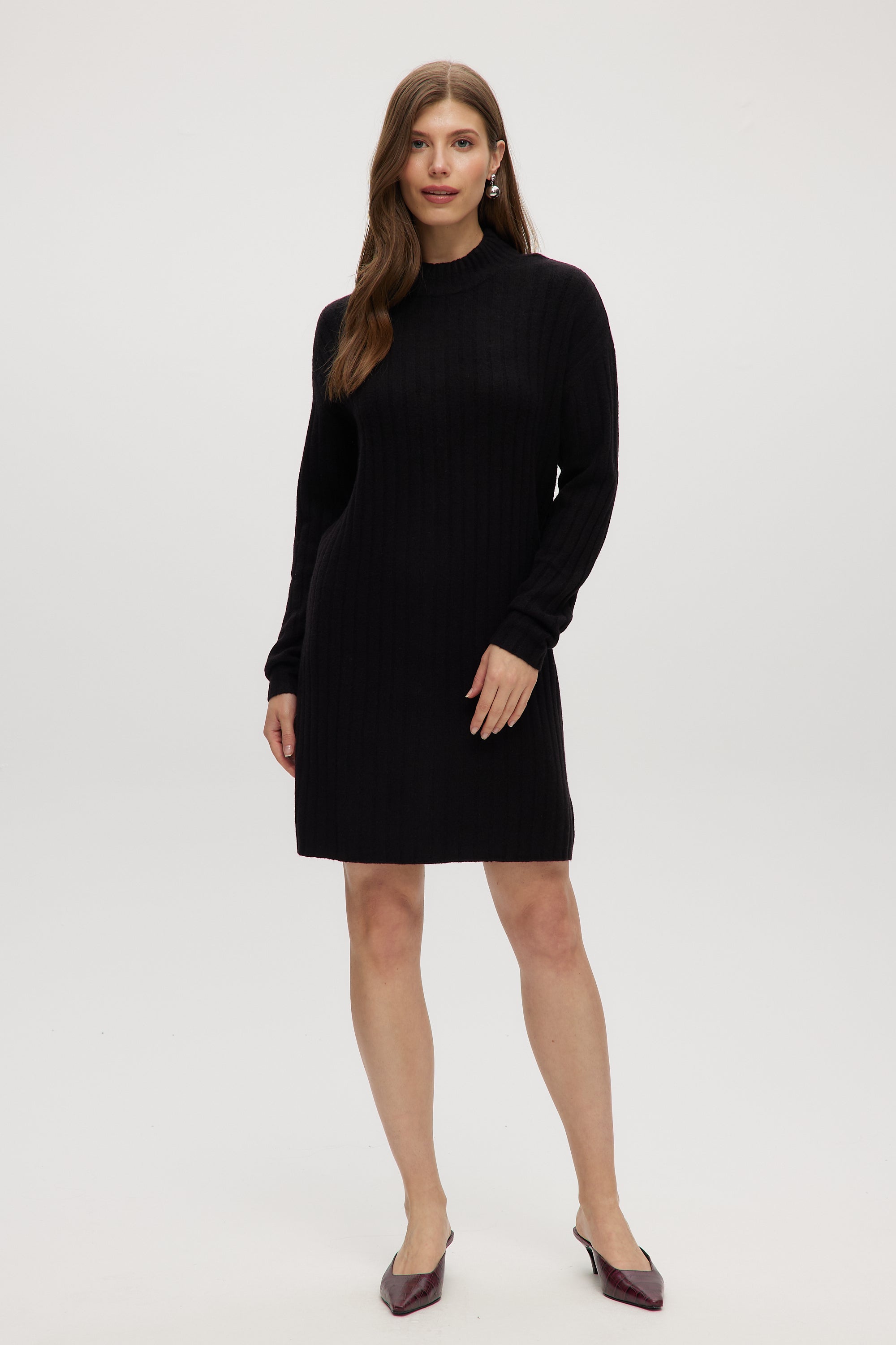 Black mock turtleneck dress hotsell