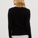 Black V-neck sweater back