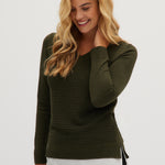 Olive V-neck sweater side