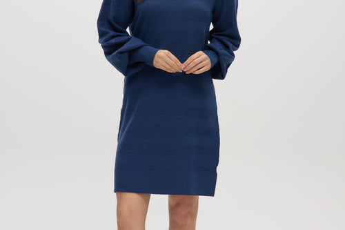 Teal Crew neck sweater dress