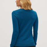 Peacock Merino wool V-neck sweater back