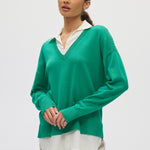 Green V-neck Sweater Top Combo side