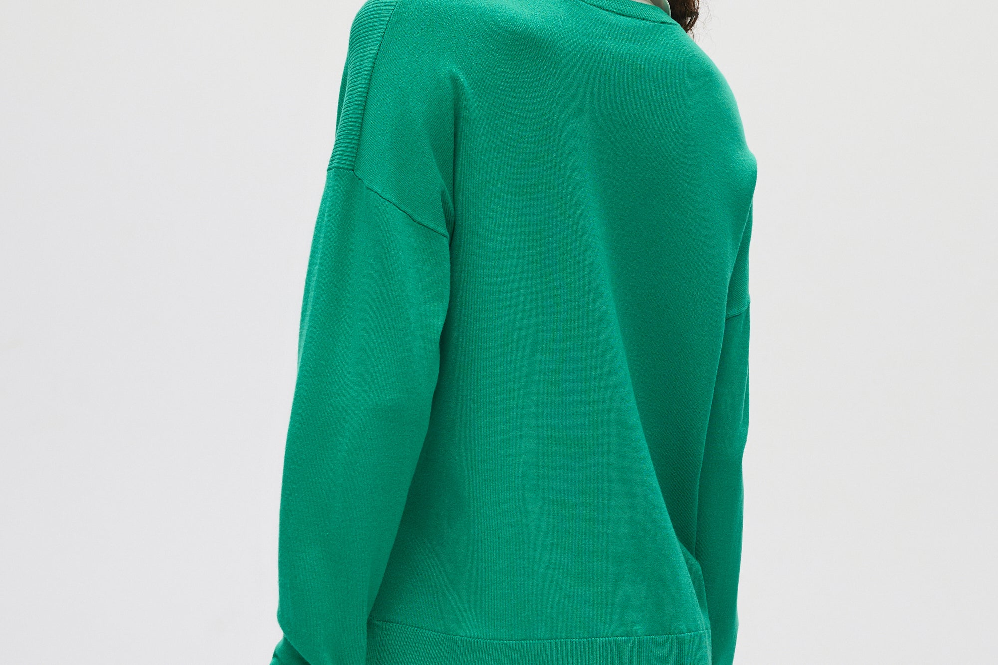 Green V-neck Sweater Top Combo back