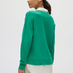 Green V-neck Sweater Top Combo back
