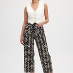 Black Wide leg printed pants front