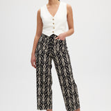 Black Wide leg printed pants front