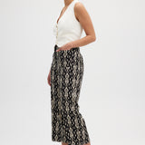 Black Wide leg printed pants side