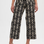 Black Wide leg printed pants close up