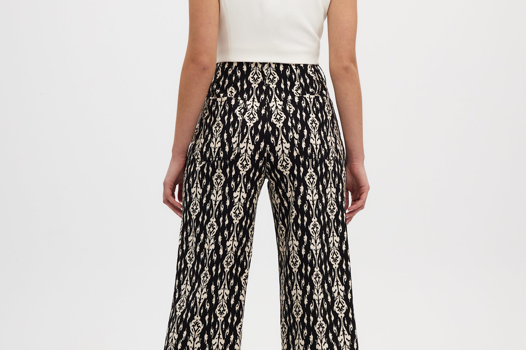 Black Wide leg printed pants back