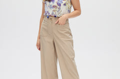 Beige Essential High-Rise Pants front