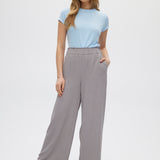 Gray Fluid Wide-Leg Pants front