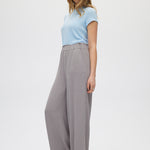 Gray Fluid Wide-Leg Pants side