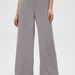 Gray Fluid Wide-Leg Pants close up