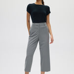 Gray Cropped Wide-Leg Pants front