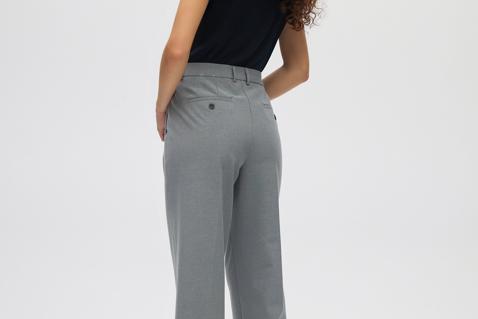 Gray Cropped Wide-Leg Pants back 