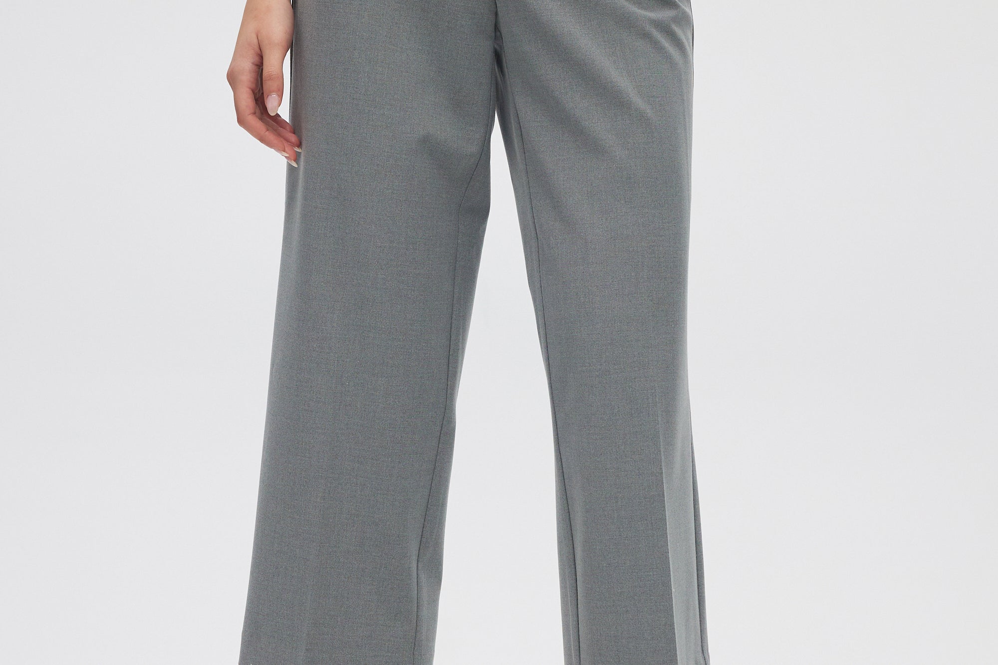 Gray Cropped Wide-Leg Pants close up