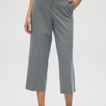 Gray Cropped Wide-Leg Pants close up