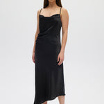 Black Asymmetrical Draped Dress front