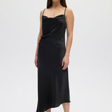 Black Asymmetrical Draped Dress front