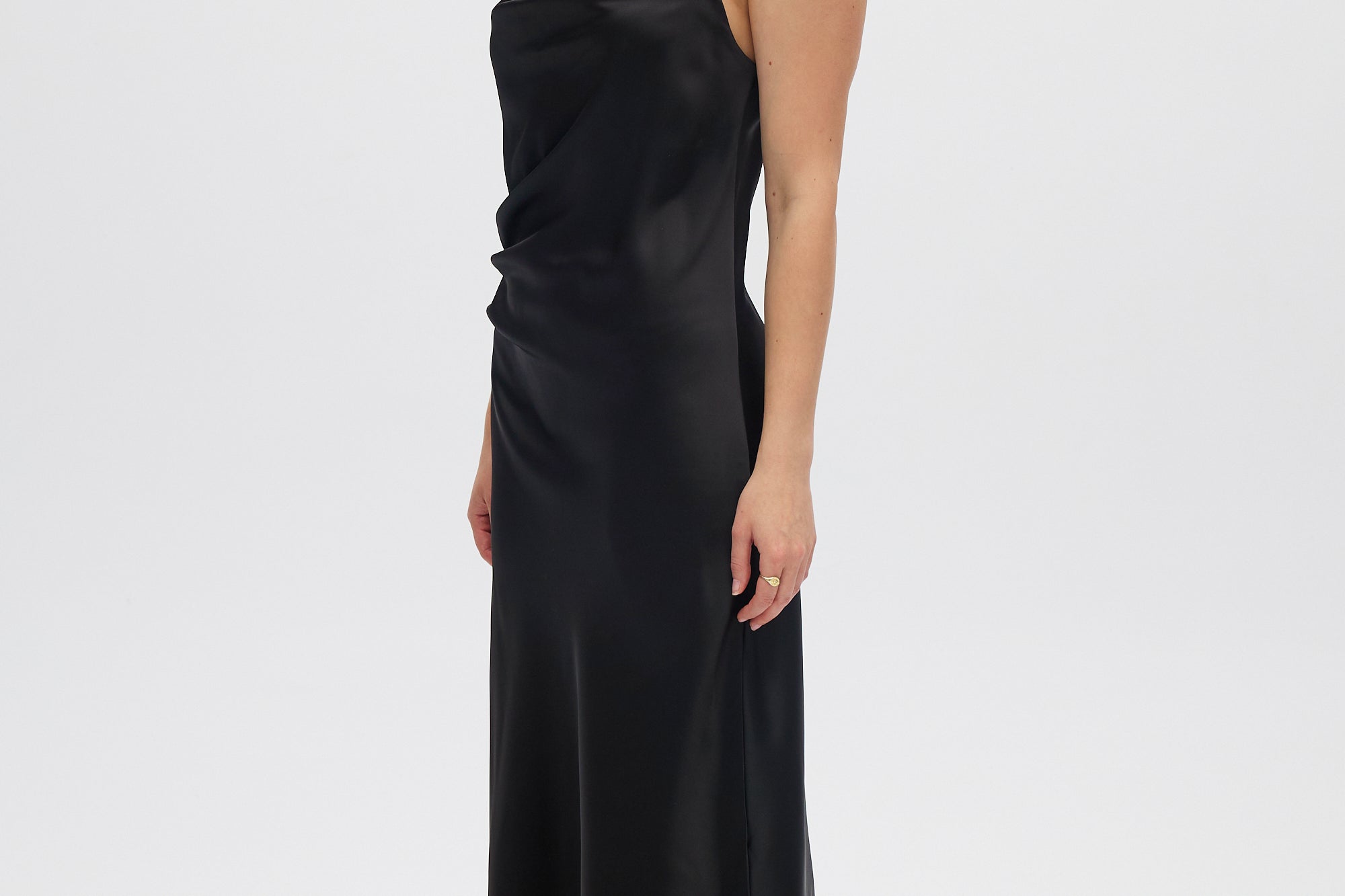 Black Asymmetrical Draped Dress side