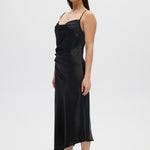 Black Asymmetrical Draped Dress side