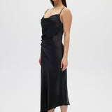 Black Asymmetrical Draped Dress side