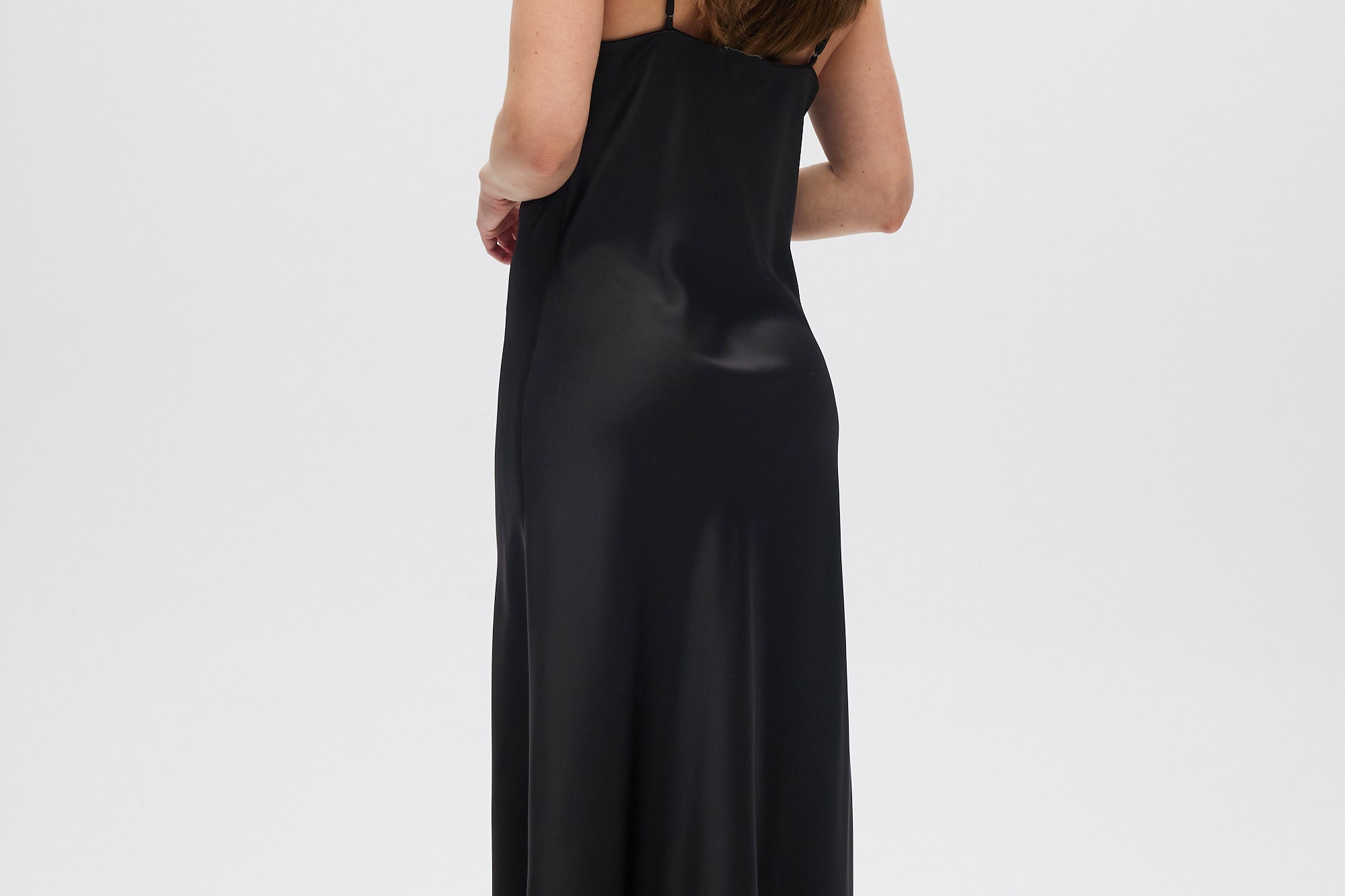 Black Asymmetrical Draped Dress back