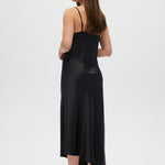 Black Asymmetrical Draped Dress back