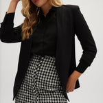 Navy Off White A-line skirt in houndstooth front 2