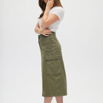 Olive Stretch Twill Skirt side