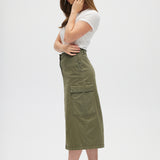 Olive Stretch Twill Skirt side