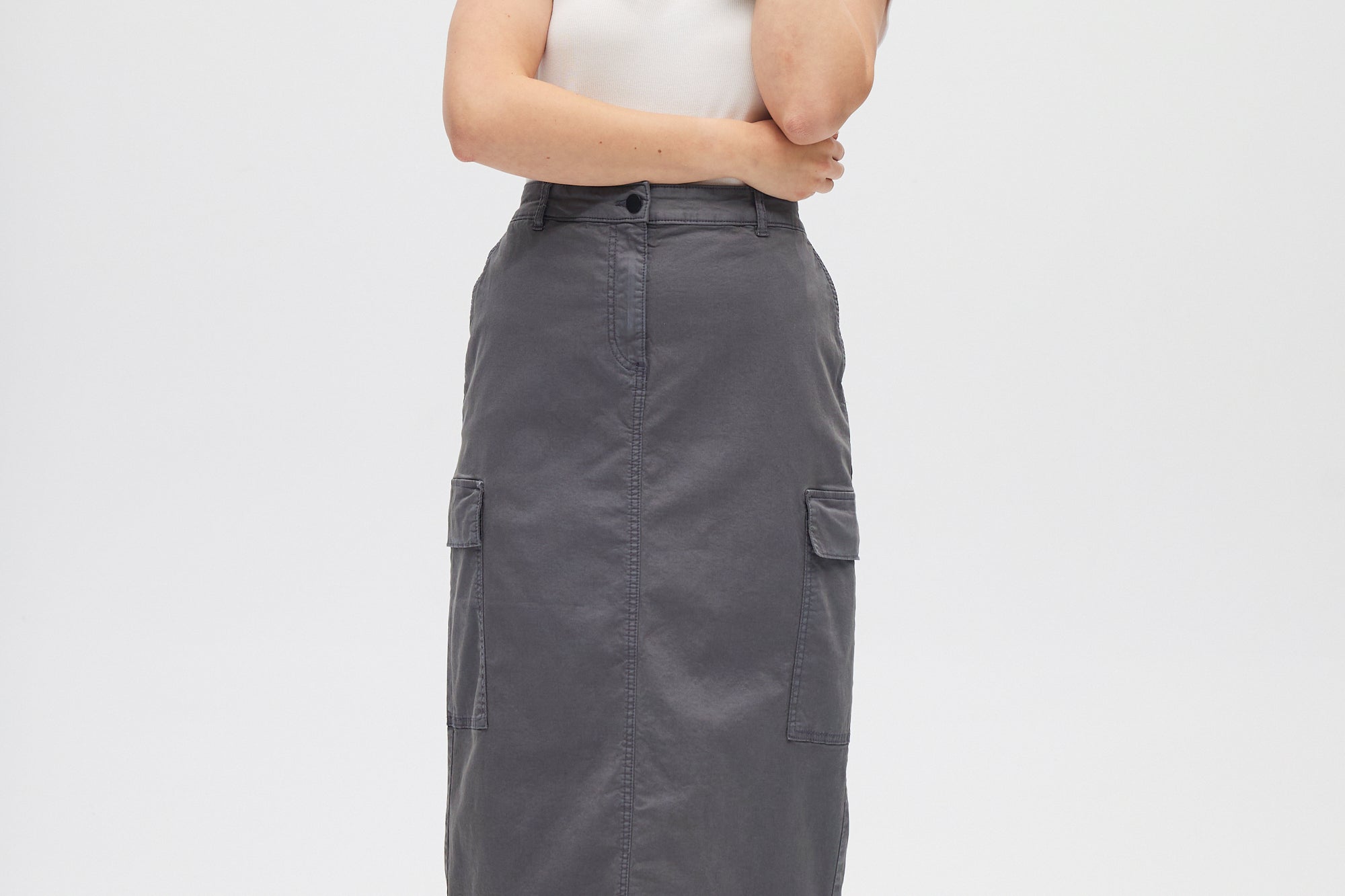 Charcoal Stretch Twill Skirt front