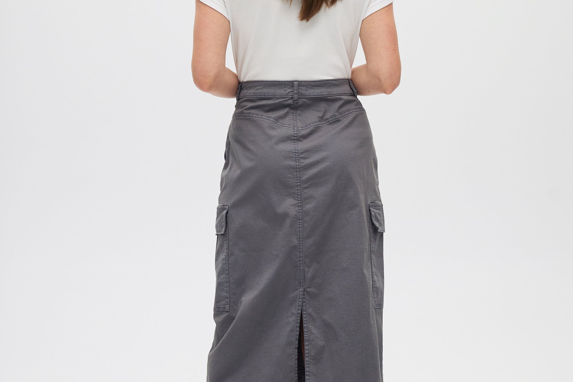 Charcoal Stretch Twill Skirt back