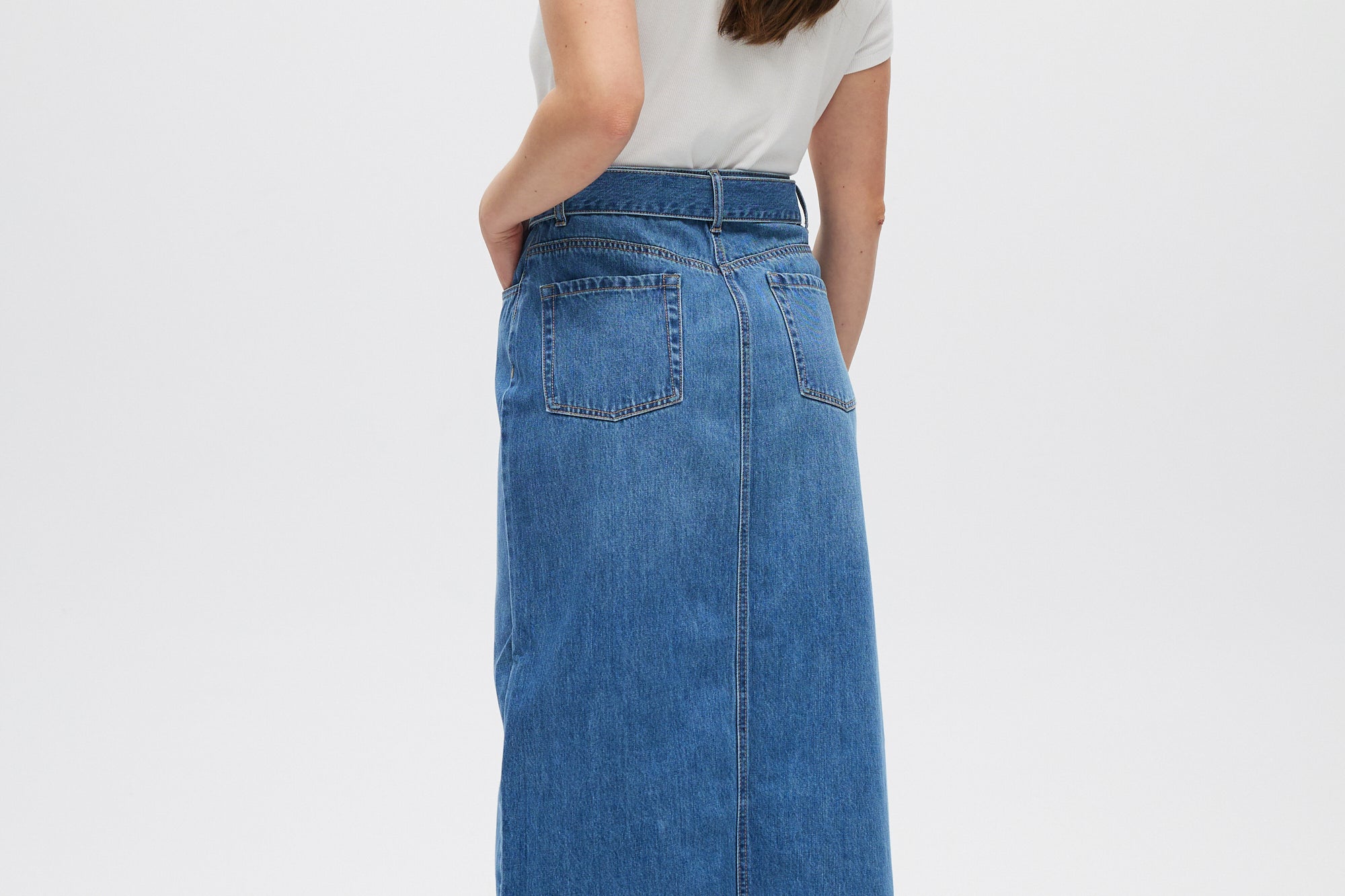 Denim Style Midi Skirt back