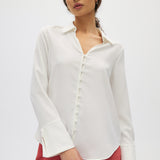 Ivory Long Sleeve Button Blouse front