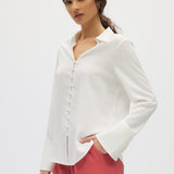 Ivory Long Sleeve Button Blouse side