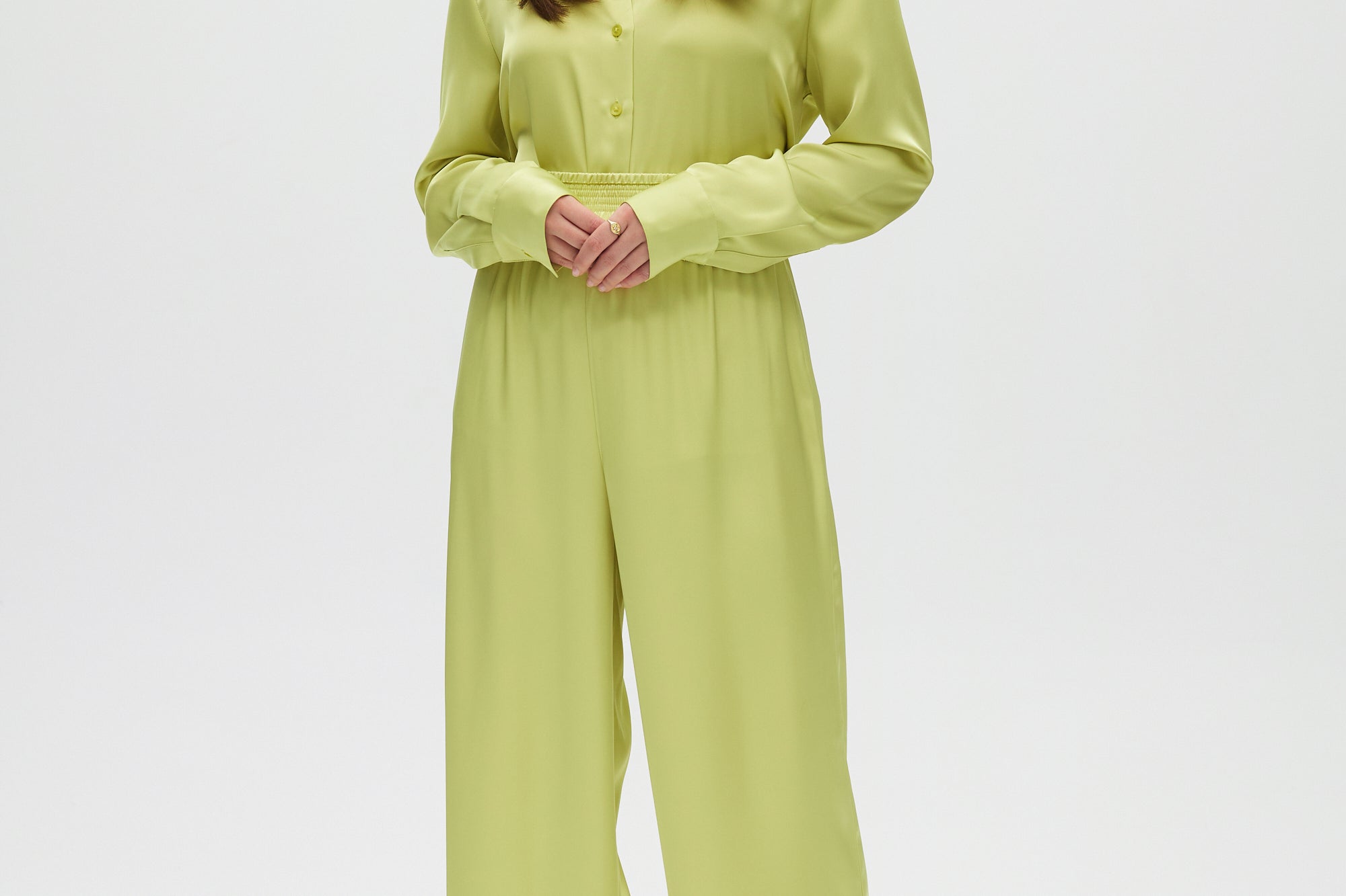 Green Essential Pull-On Pants front