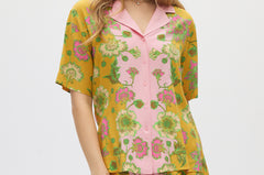 Mustard Pink Oversized Resort Shirt front