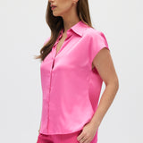 Pink Essential Sleeveless Button Down side