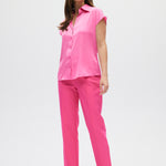Pink Essential Sleeveless Button Down front 2