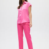 Pink Essential Sleeveless Button Down front 2