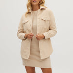 Beige Wool knit Shacket front