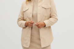 Beige Wool knit Shacket front