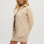 Beige Wool knit Shacket side