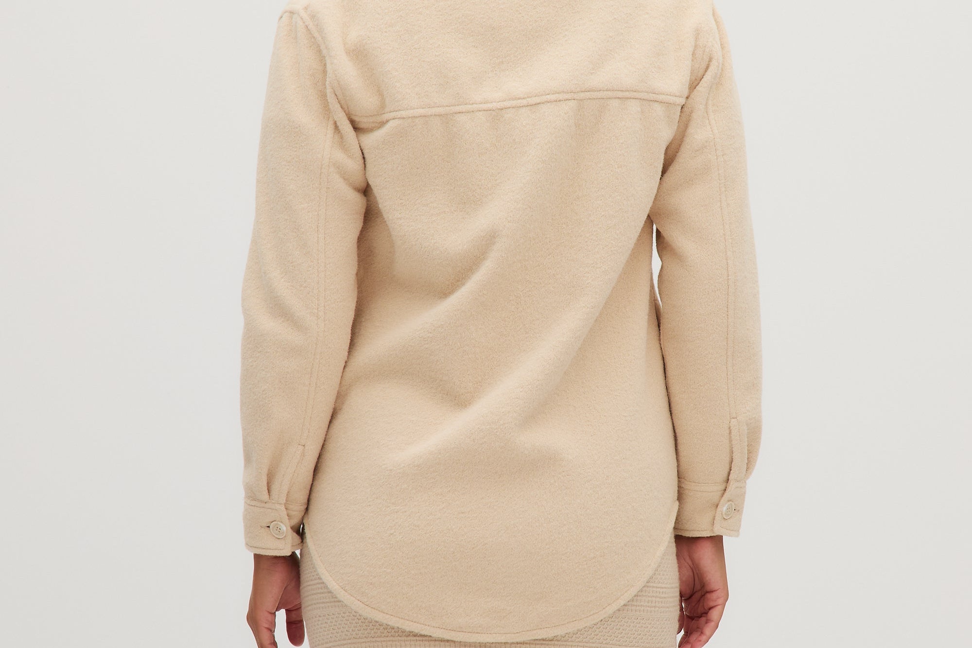 Beige Wool knit Shacket back