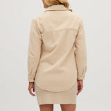 Beige Wool knit Shacket back