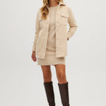 Beige Wool knit Shacket full body