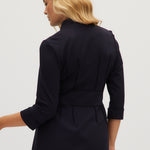 Navy Premium-knit belted jacket back