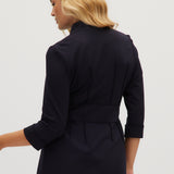 Navy Premium-knit belted jacket back