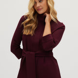 Wine Premium-knit belted jacket side